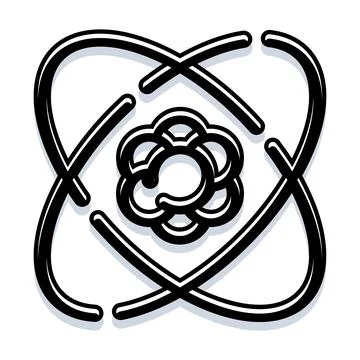 Atom structure concept with electrons orbiting nucleus Stock-Illustration