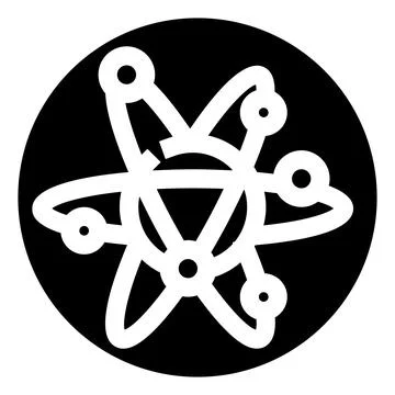 Atom structure concept with electrons orbiting nucleus Stock Illustration