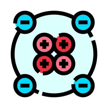 Atom structure concept with electrons orbiting nucleus Stock Illustration