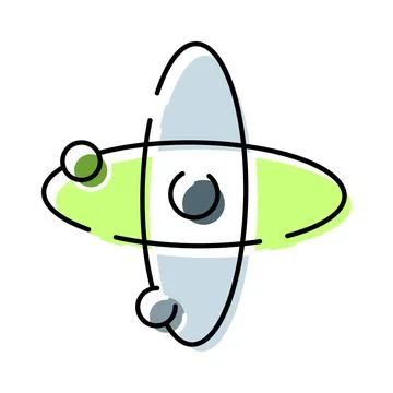 Atom structure concept with electrons orbiting nucleus Stock-Illustration
