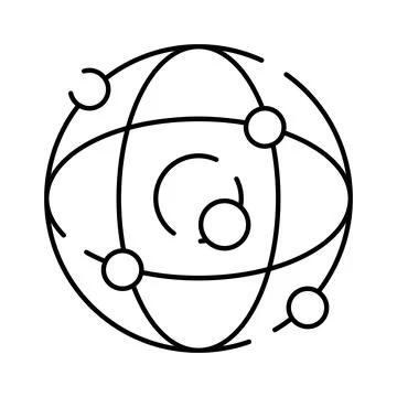Atom structure concept with electrons orbiting nucleus Illustrazione stock