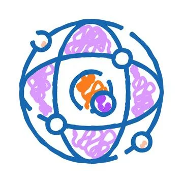 Atom structure concept with orbiting electrons and nucleus Stock Illustration