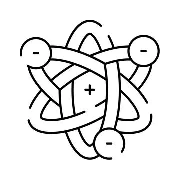 Atom structure concept with orbiting electrons physics Illustrazione stock