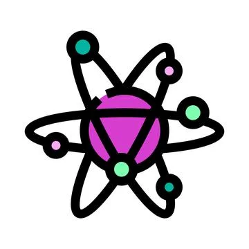 Atom structure concept symbolizing science physics chemistry Stock Illustration