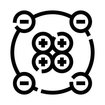 Atom structure with electrons orbiting nucleus icon Stock Illustration
