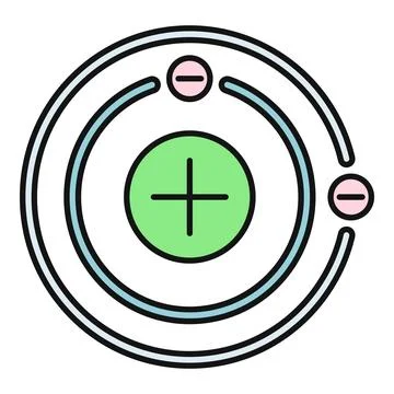 Atom structure flat icon with nucleus and electrons orbiting Stock Illustration