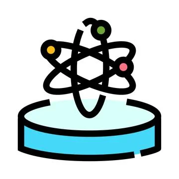 Atom structure hovering over a petri dish 스톡 일러스트