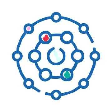 Atom structure illustration showing orbiting electrons and nucleus Stock Illustration