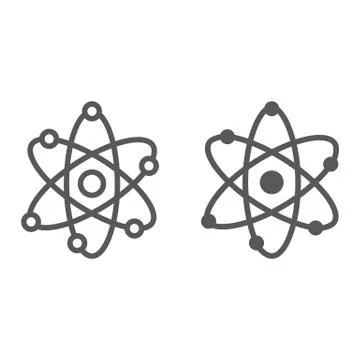 Atom structure line and glyph icon, scientific and nuclear, nucleus sign, vector Stock-Illustration