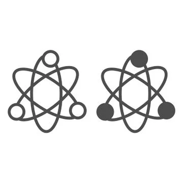 Atom structure line and glyph icon. Corpuscle or nuclear model symbol, outline Stock-Illustration