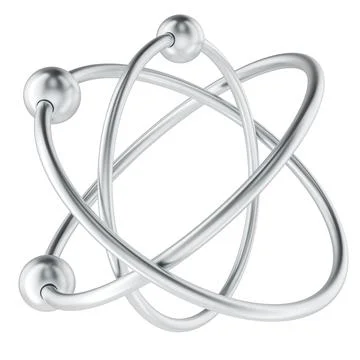 Atom Structure, metallic. 3D rendering Stock Illustration