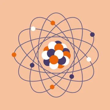 Atom structure. Science day. Education. Nuclear Stock Illustration