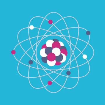 Atom structure. Science day. Education. Nuclear Stock Illustration