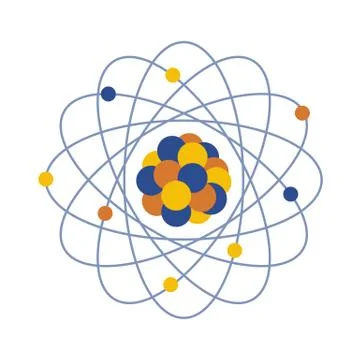 Atom structure. Science day. Education. Nuclear Stock Illustration
