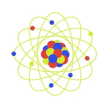 Atom structure. Science day. Education. Nuclear Stock Illustration