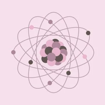 Atom structure. Science day. Education. Nuclear Stock Illustration