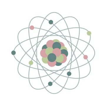 Atom structure. Science day. Education. Nuclear Stock Illustration