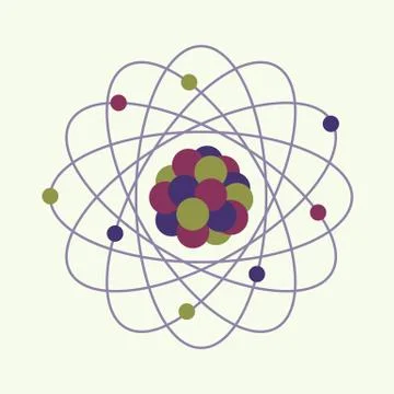 Atom structure. Science day. Education. Nuclear Stock Illustration