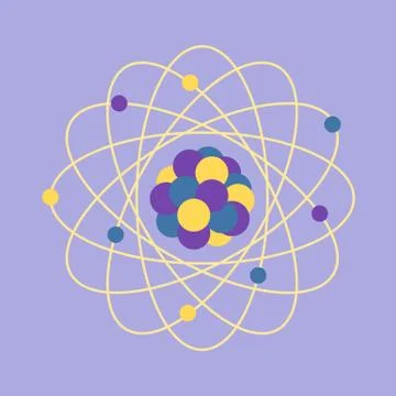 Atom structure. Science day. Education. Nuclear Stock Illustration