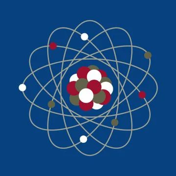 Atom structure. Science day. Education. Nuclear Stock Illustration