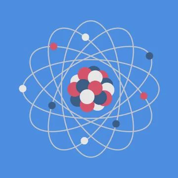 Atom structure. Science day. Education. Nuclear Stock Illustration