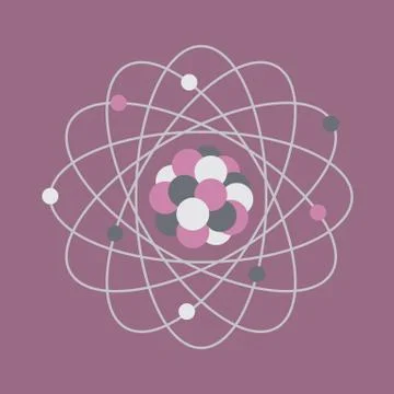 Atom structure. Science day. Education. Nuclear Stock Illustration