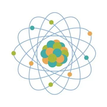 Atom structure. Science day. Education. Nuclear Stock Illustration