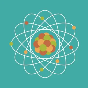 Atom structure. Science day. Education. Nuclear Stock Illustration
