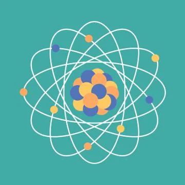 Atom structure. Science day. Education. Nuclear Stock Illustration
