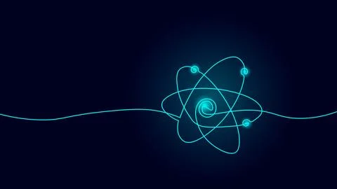 Atom structure science sign. E-learning distance graduate online concept. Low Illustrazione stock