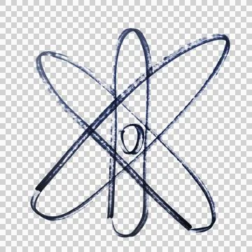 The atom symbol drawn with a black marker Ilustração Stock