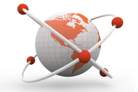 Atom symbol with a globe. Stock Illustration