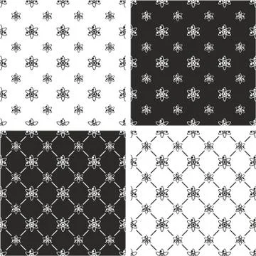 Atom Symbol or Atom Sign Big &amp; Small Seamless Pattern Set イラスト素材