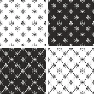 Atom Symbol or Atom Sign Seamless Pattern Set Illustrazione stock