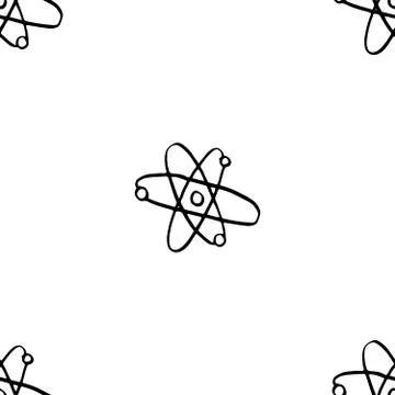 Atom symbol Seamless Pattern hand drawn. Vector Illustration Illustrazione stock
