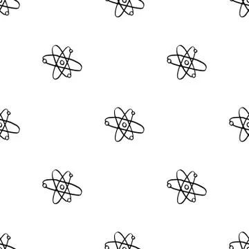Atom symbol Seamless Pattern hand drawn. Vector Illustration Stock Illustration