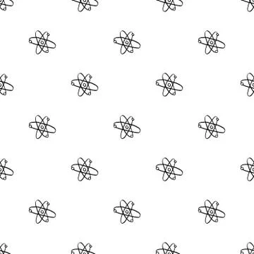 Atom symbol Seamless Pattern hand drawn. Vector Illustration Illustrazione stock