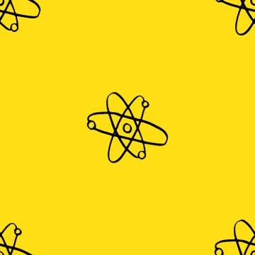 Atom symbol Seamless Pattern hand drawn. Vector Illustration Stock Illustration
