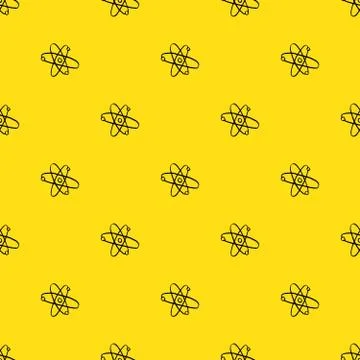 Atom symbol Seamless Pattern hand drawn. Vector Illustration Stock Illustration