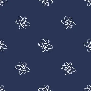 Atom symbol Seamless Pattern hand drawn. Vector Illustration Stock Illustration