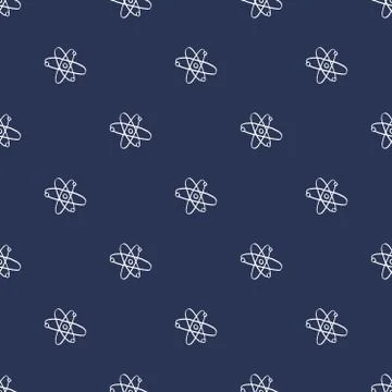 Atom symbol Seamless Pattern hand drawn. Vector Illustration 스톡 일러스트