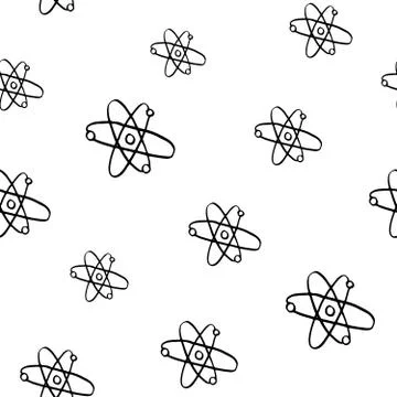 Atom symbol Seamless Pattern hand drawn. Vector Illustration Stock Illustration