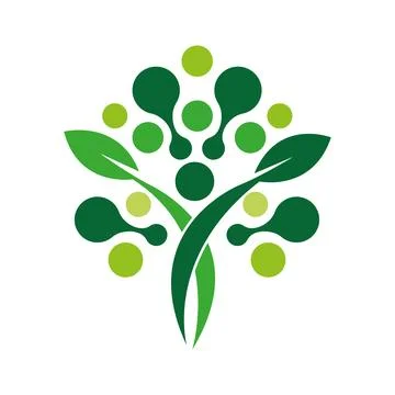 Atom symbol with tree logo media conversation information symbol icon design Stock Illustration