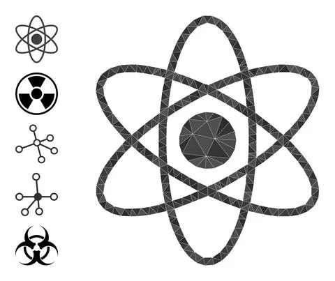 Atom Triangle Icon and Other Icons Illustrazione stock