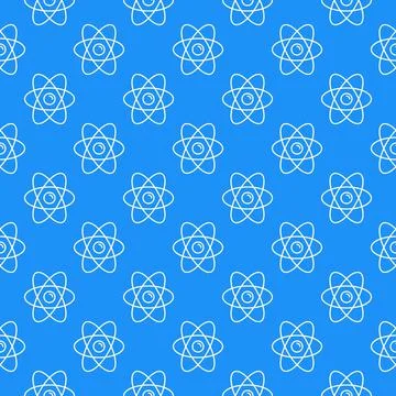 Atom vector concept blue linear Seamless Pattern or background Stock Illustration