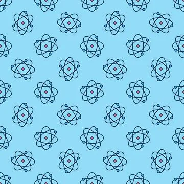 Atom vector Molecule concept modern blue seamless pattern Stock Illustration