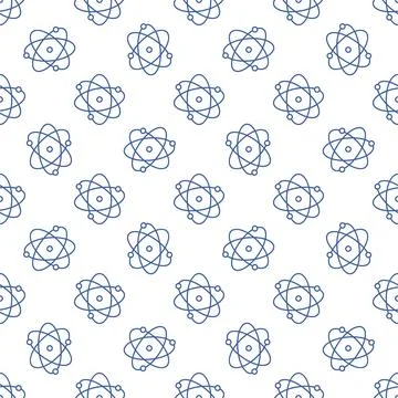 Atom vector Molecule concept outline seamless pattern Stock Illustration