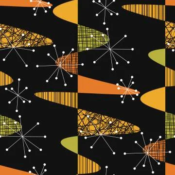 Atomic age vibes geometric seamless pattern Stock Illustration
