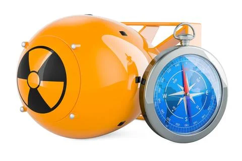 Atomic bomb with compass, 3D rendering Atomic bomb with compass, 3D render... Stock Photos