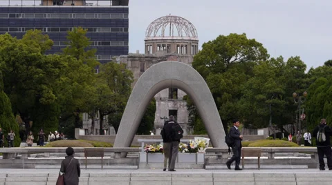Atomic Bomb Dome and Peace Park Memorial in Hiroshima Stock Footage 32240152
